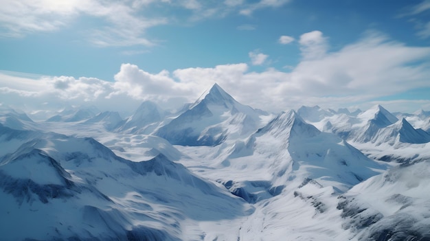 A photo of a stunning landscape with snowcapped mountains and clear blue skies Generative AI