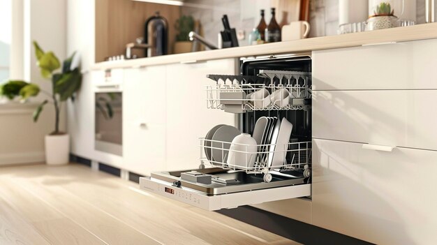 Photo a photo of a stylish portable dishwasher