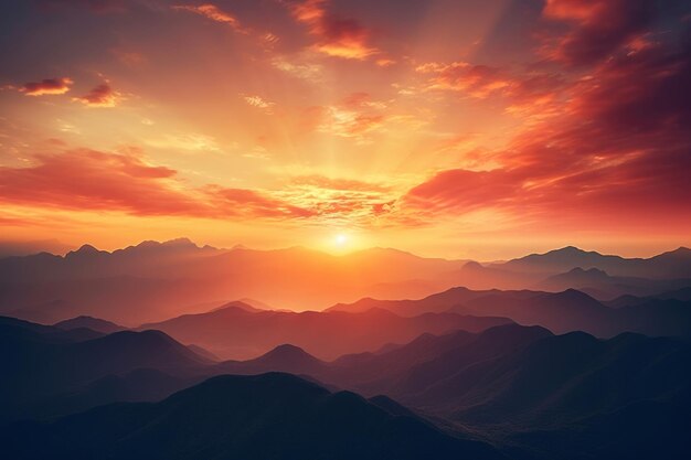 Photo photo of sunset behind a mountain sunlight sky backgrounds