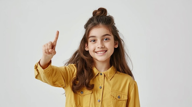 Photo of teen girl pointing at somewhere