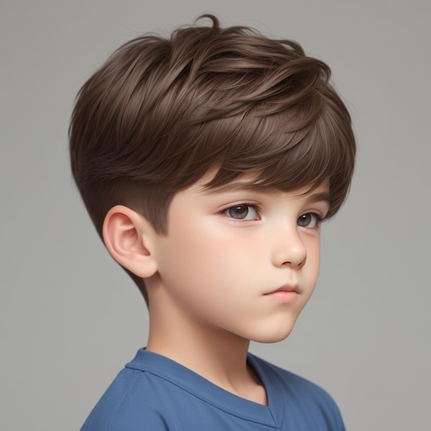 Photo of a teenage boy's hairstyle with a plain background