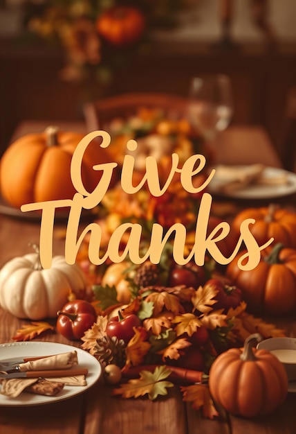 Photo photo thanksgiving word art of give thanks with warm inviting letters