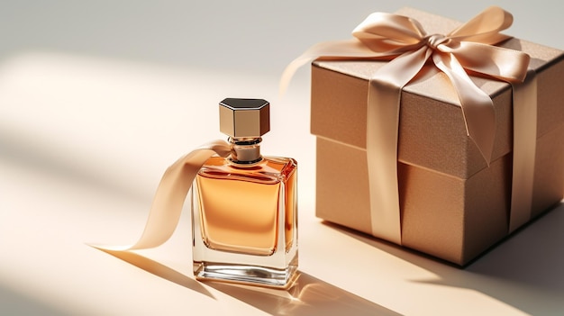 photo top view valentines day present fragrance on dark surface gift perfume generated by AI