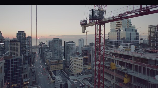 Photo photo tower crane and city landscape stretching