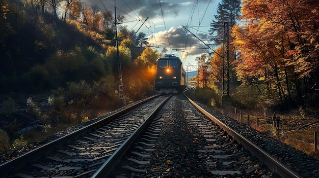 A photo of a train on a scenic route