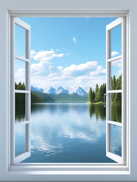 Photo Of A tranquil lake with a mirrored reflection of the mountains creating beautiful scenery the