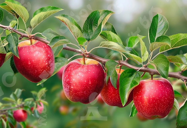 Photo of a tree with apples on it and the sun shining nature apple harvest fresh fruits