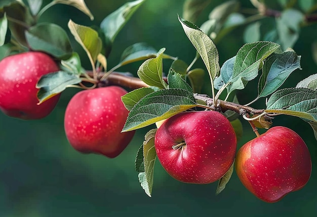 Photo of a tree with apples on it and the sun shining nature apple harvest fresh fruits