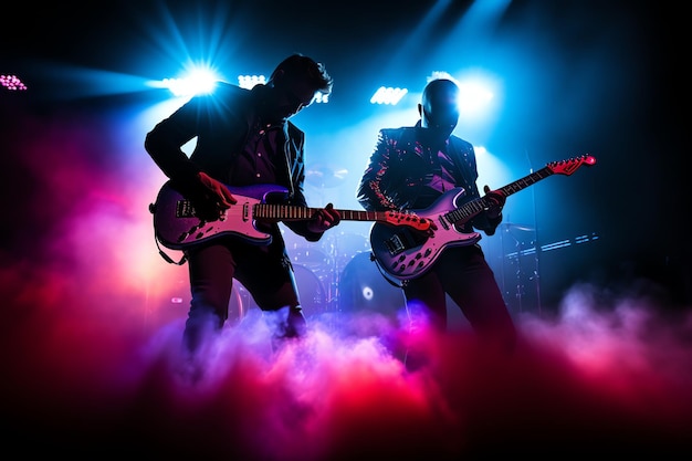 Photo of two guitarist in stage