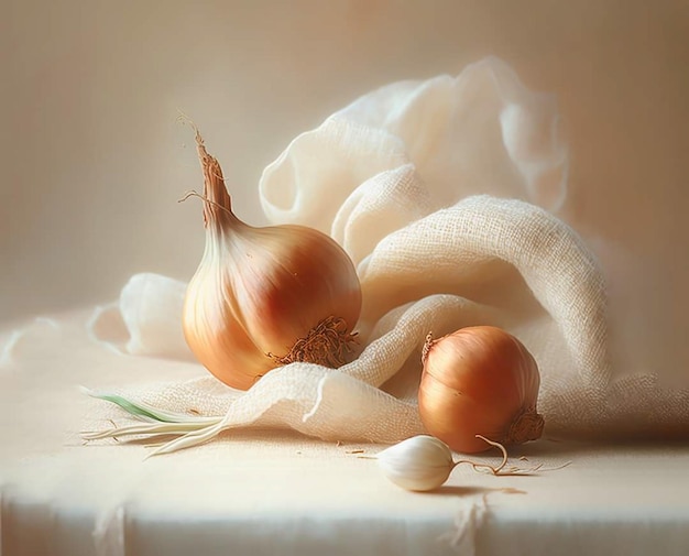 A photo of two onions and one is titled " the onion ".