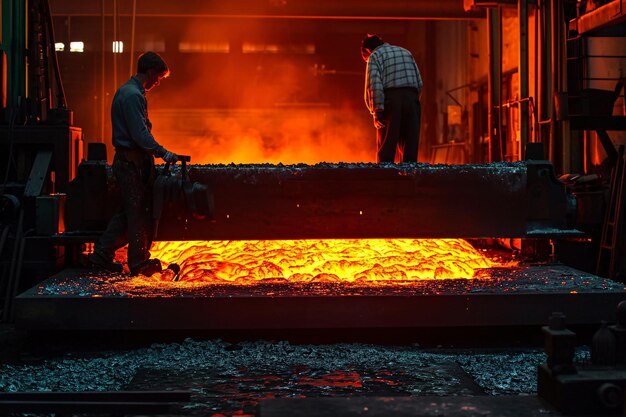 photo two worker making gates in smithy