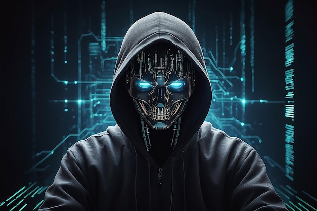 Photo unrecognizable hacker cyber crime generative ai