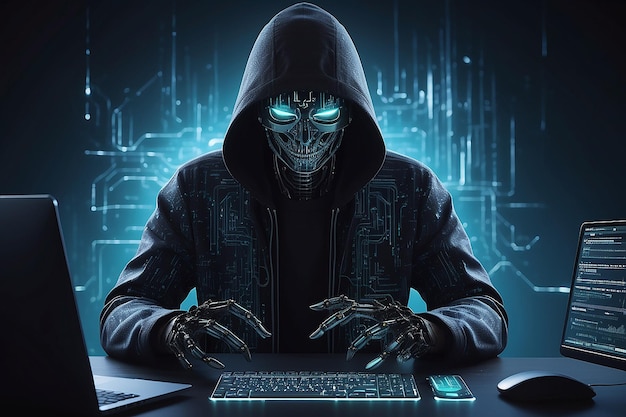 Photo unrecognizable hacker cyber crime generative ai