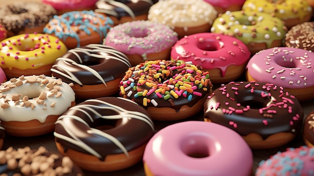 A photo of a variety of donuts with different