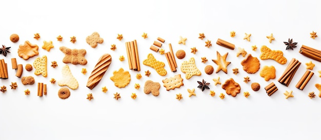 Photo of various delicious cookies on a clean white background with copy space