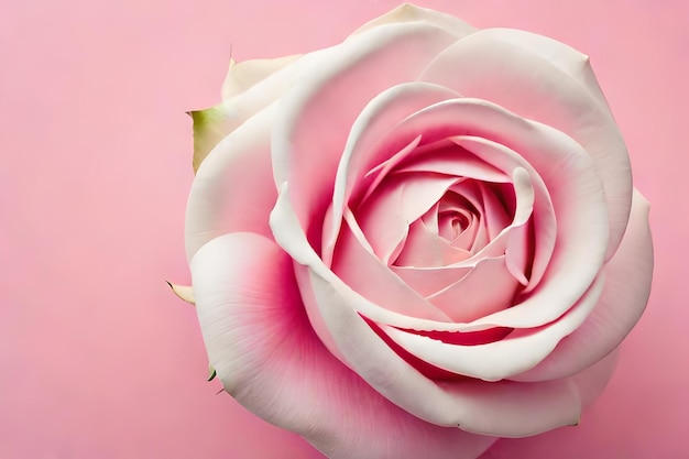 photo vertical shot of a white beautiful rose taped on a pink wall