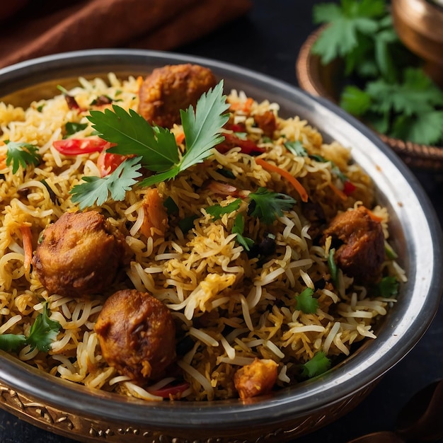 Photo view of tasty yummy and delicious Indian biriyani