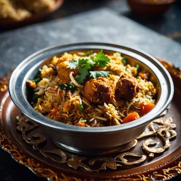 Photo view of tasty yummy and delicious Indian biriyani