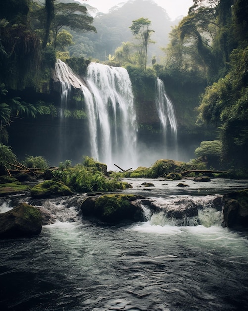 Photo view of waterfall in java indonesia