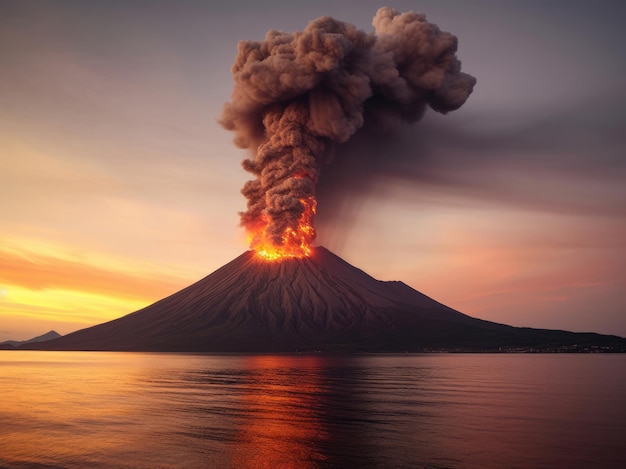 Photo of the volcanic eruption Krakatoa