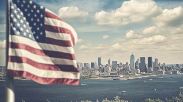 Photo waving usa flag outdoors