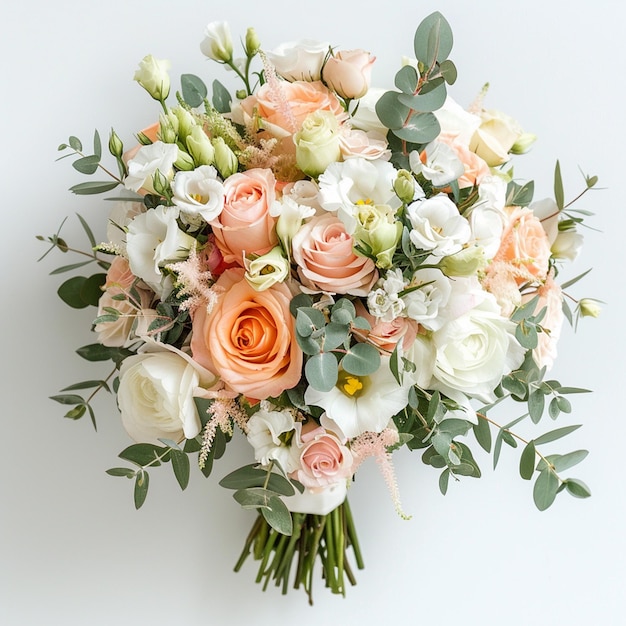 Photo photo of wedding bouquet with white and cream little roses