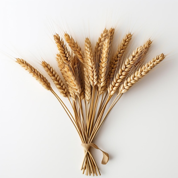 photo wheat spikelets grains sheaves of wheat isolated on white background