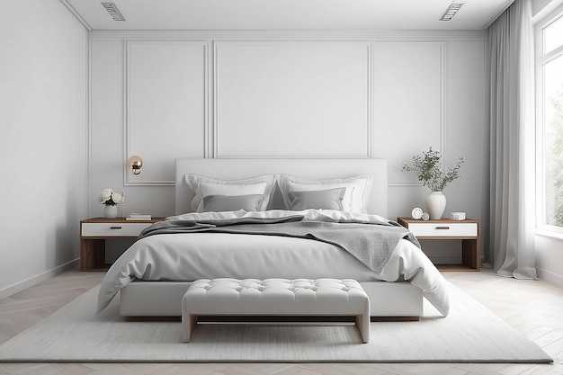 Photo white bedroom interior