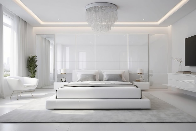 Photo white bedroom interior