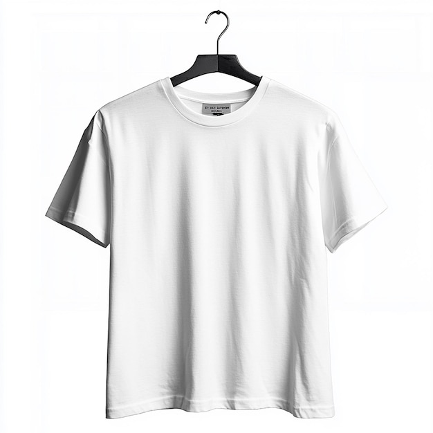 Photo photo of white color plain tshirt mockup on hanger