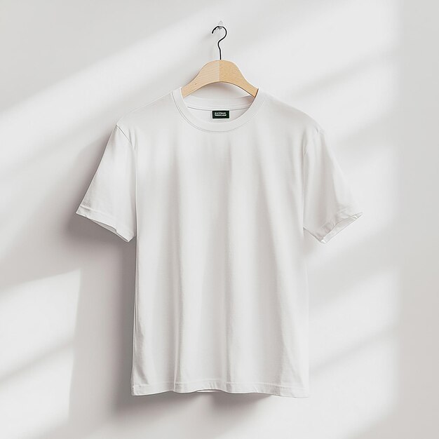 Photo photo of white color plain tshirt mockup on hanger