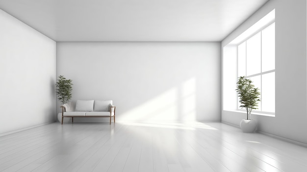 Photo white modern minimalist interior Generative AI