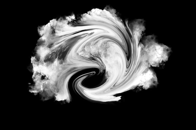 Photo white power explosion cloud freeze motion isolated on black background