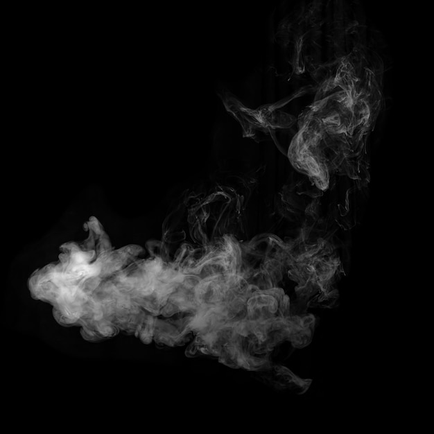 Photo of white smoke isolated on a black background