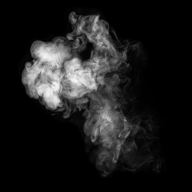 Photo of white smoke isolated on a black background