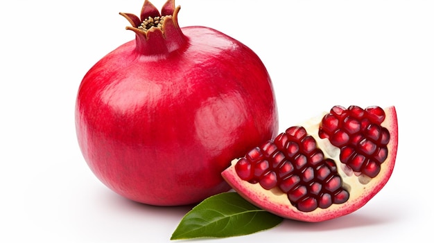 Photo of Whole pomegranate isolated on a white granade on a white background AI Generated