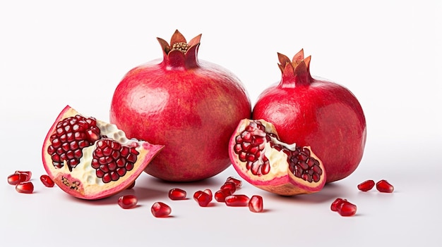 Photo of Whole pomegranate isolated on a white granade on a white background AI Generated