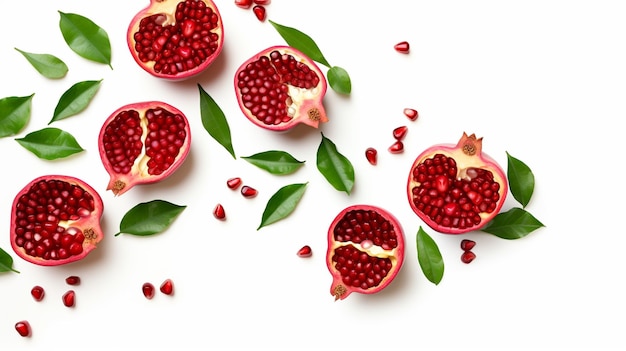 Photo of Whole pomegranate isolated on a white granade on a white background AI Generated