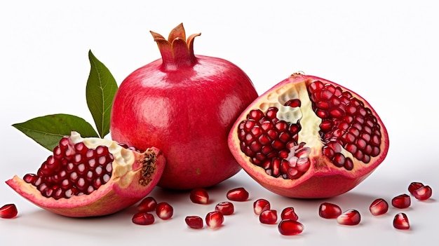 Photo of Whole pomegranate isolated on a white granade on a white background AI Generated