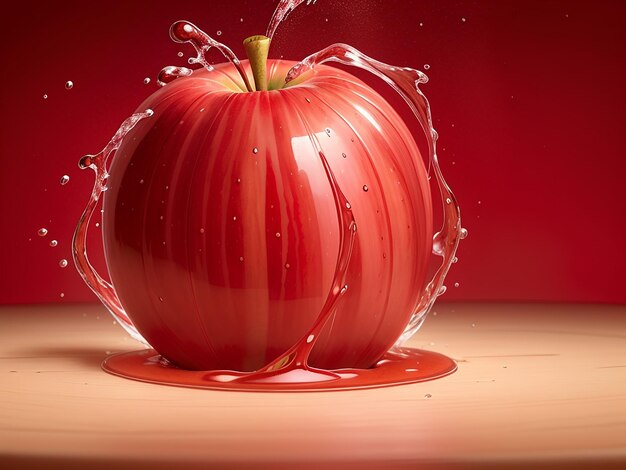 Photo a photo whole red apple splashing in water against a background