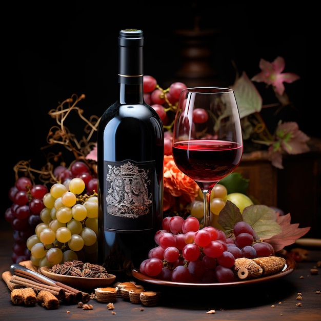 photo of a wine counter with grapes and seeds