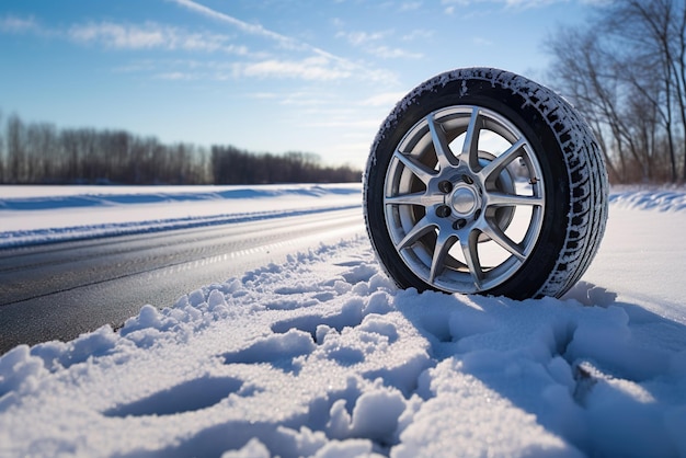 Photo of winter tire on the snow High quality photo