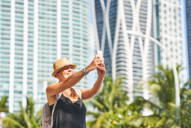 Photo of woman in Miami sightseeing a city