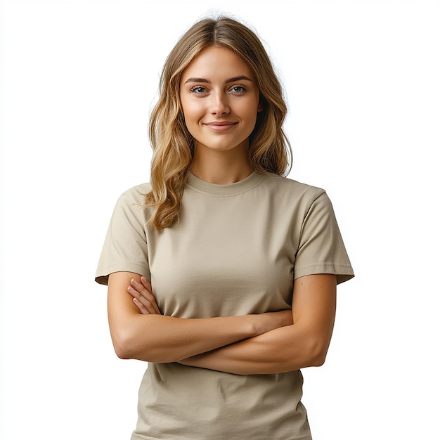 Photo photo of woman with a over size t shirt mockup