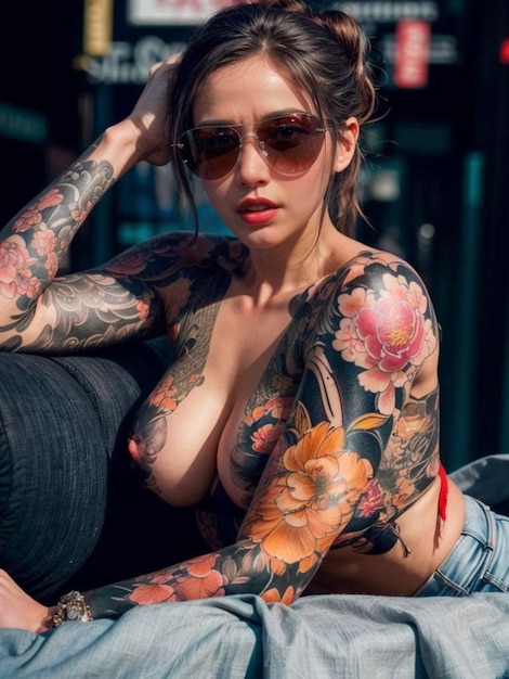 a photo of a woman with tattoos