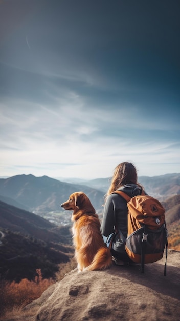 Photo photo of women traveling with dog