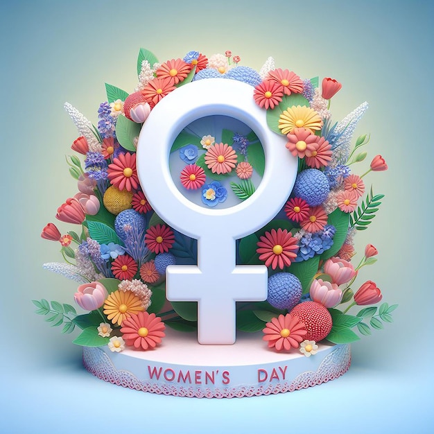 photo womens day 3d celebration with flowers