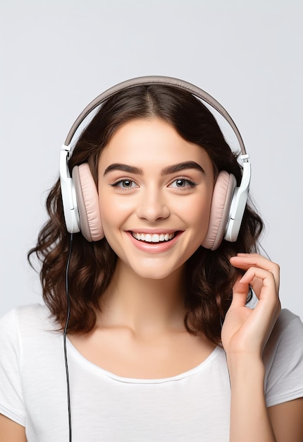 Photo of young beautiful girl listen to the music