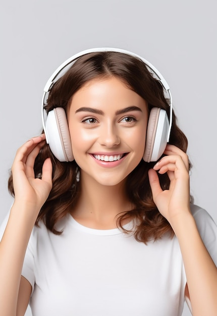 Photo of young beautiful girl listen to the music