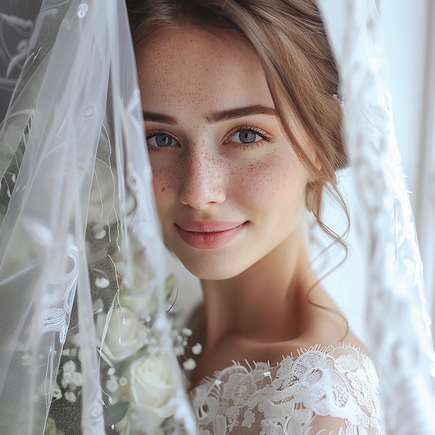 Photo photo of the young bride and groom on their wedding day